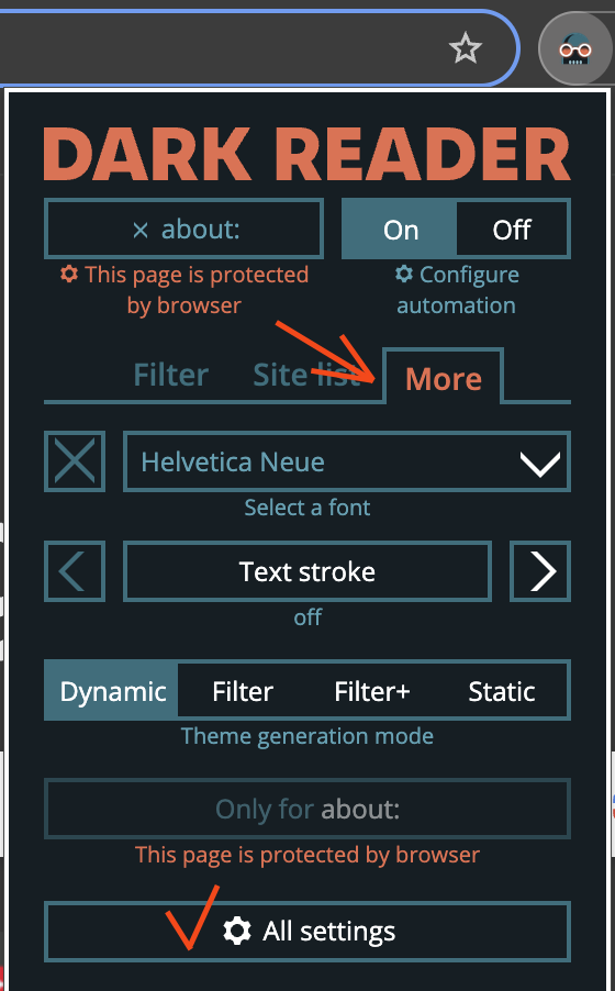 All settings
